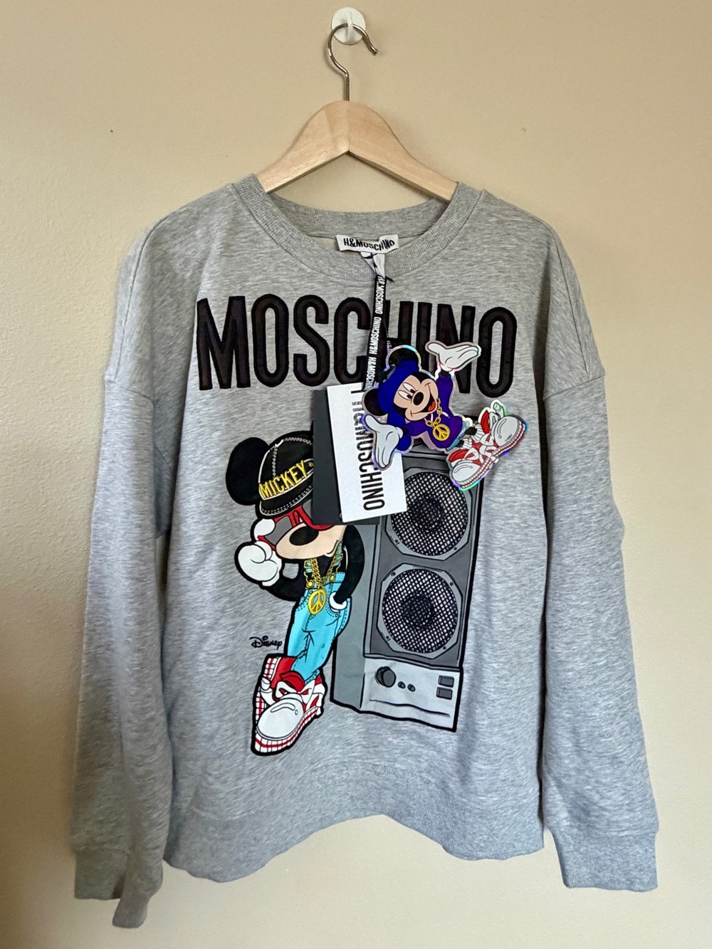 NWT ✨ H&M x Moschino DJ Mickey Oversized Sweatshirt | Size L 2018 Limited